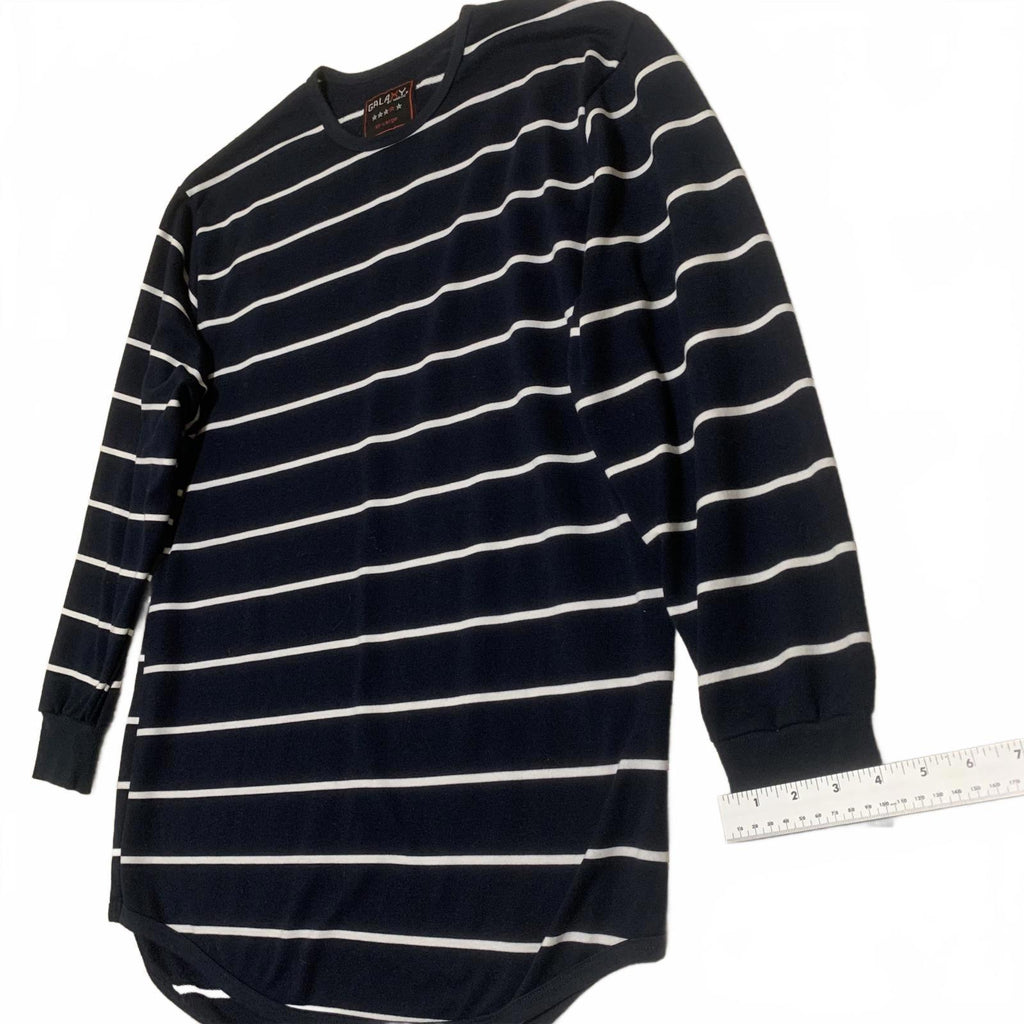 Galaxy Women's Size XXL Navy Blue White Striped Long Sleeve Shirt