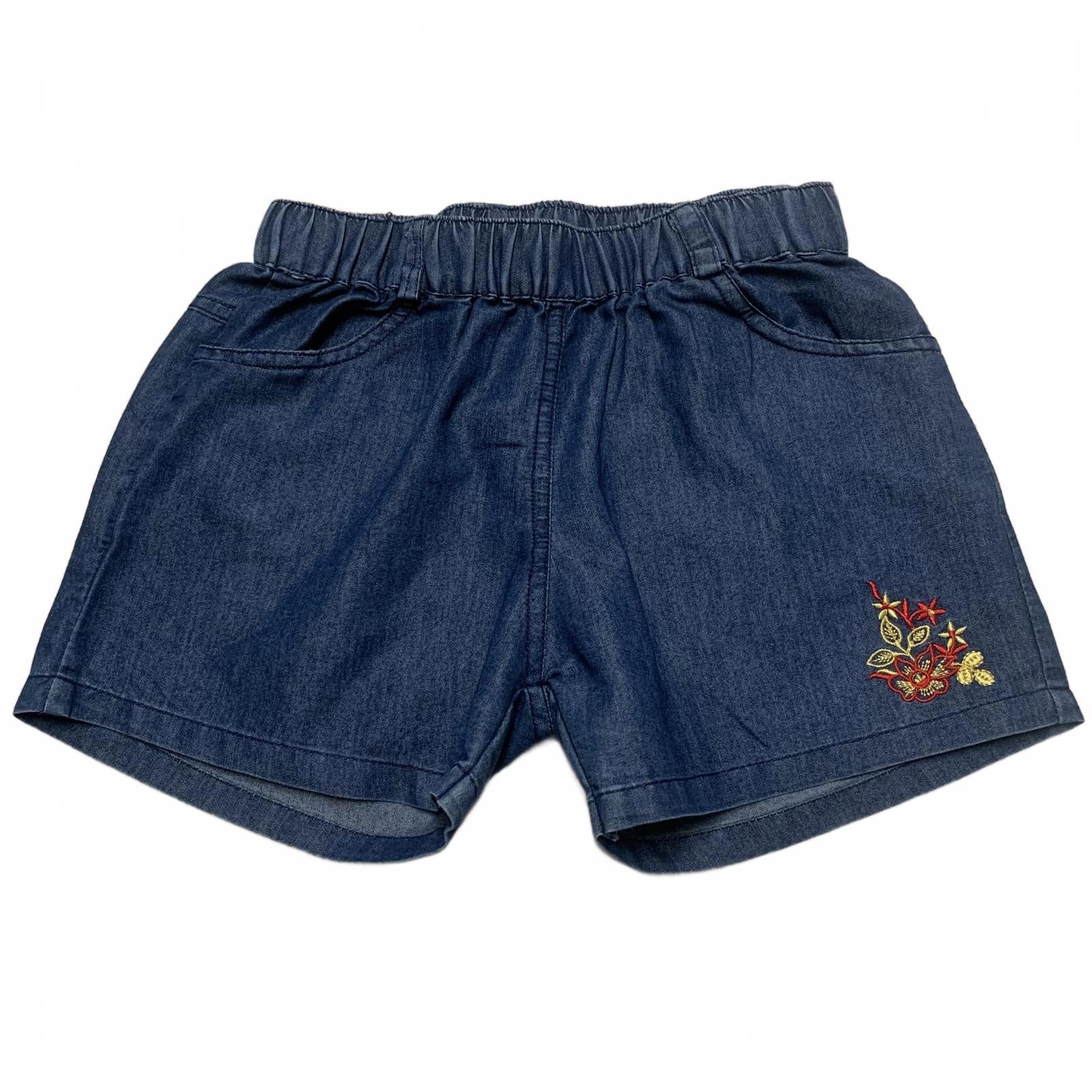 Palakshi Girls' Sz 8-9 yrs Blue Denim Shorts Embroidery