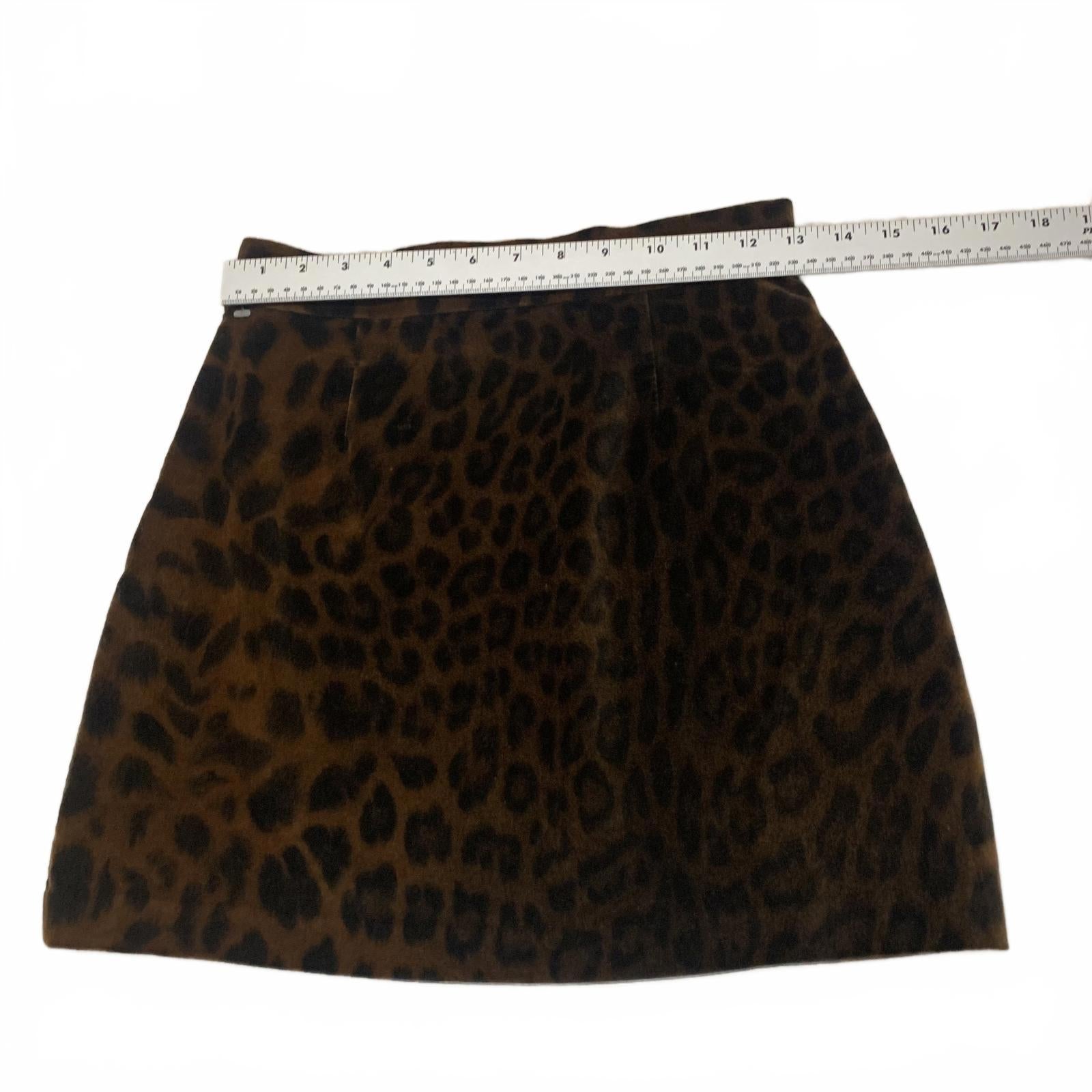 Zara TRF Women's Velvet Leopard Print Mini Skirt XS Brown Black Y2K Retro