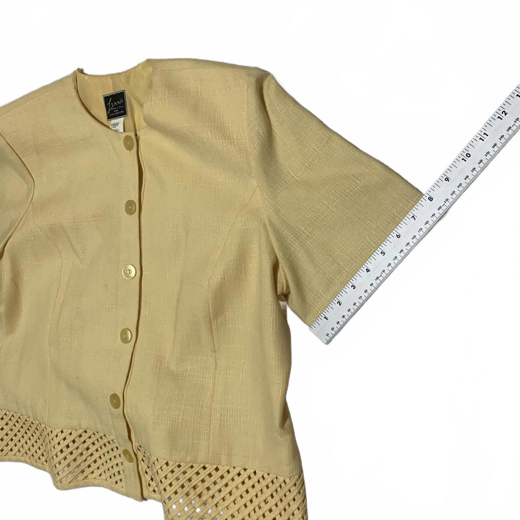 Lennie Woman for Nina Leonard Women's Size 16W Yellow Button-Up Jacket Lattice