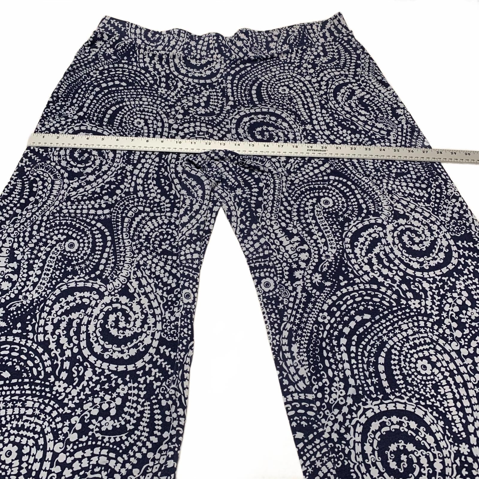Charter Club Weekend Women's 3X Navy Abstract Print Wide-Leg Pants W41
