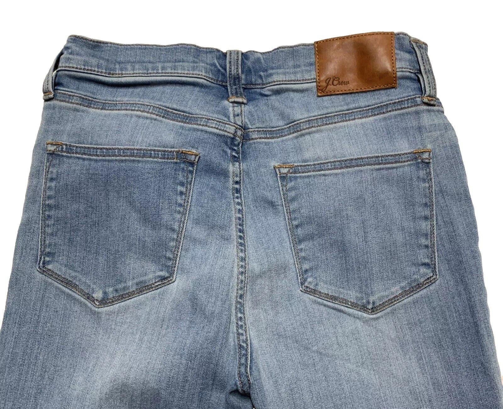 J. Crew Women's Jeans Size 27 Blue Light Wash Denim Skinny Crop Distress Raw Hem