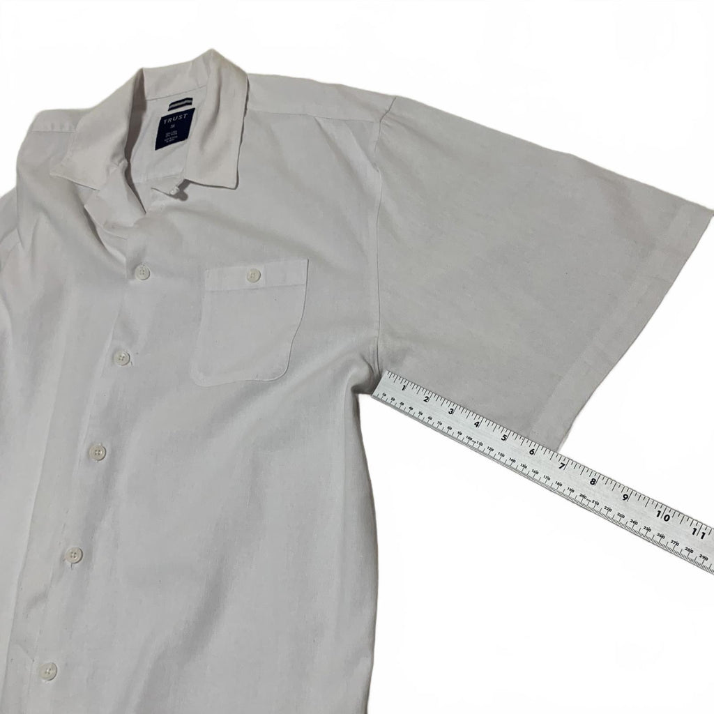 Vtg 90s Trust Men's 3X White Linen Rayon Short Sleeve  Casual Beach 3XL Shirt