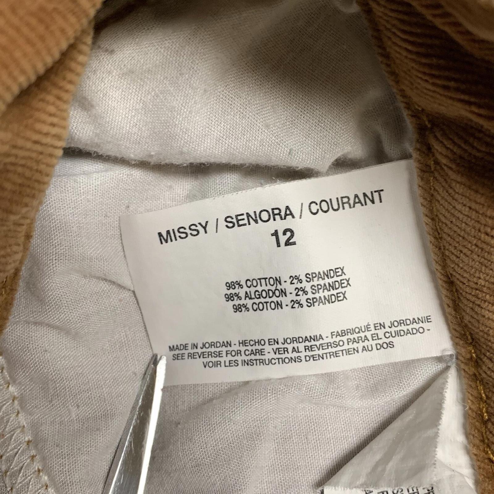 Bandolino Women's Corduroy Pants Sz 12 Brown Mandie Style  Straight Leg
