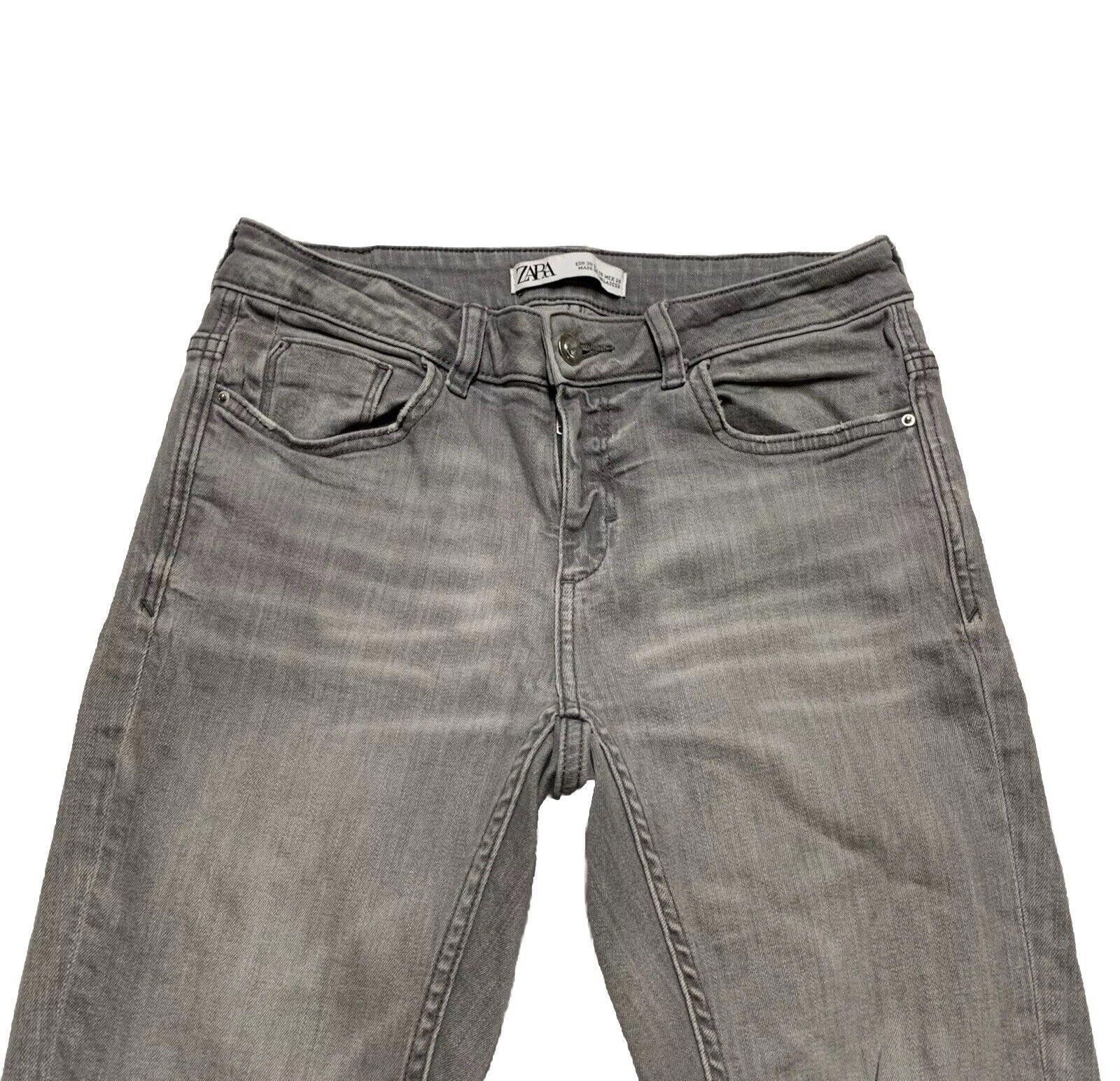 Zara Women's Size 6 Gray Light Wash Skinny Distressed Jeans