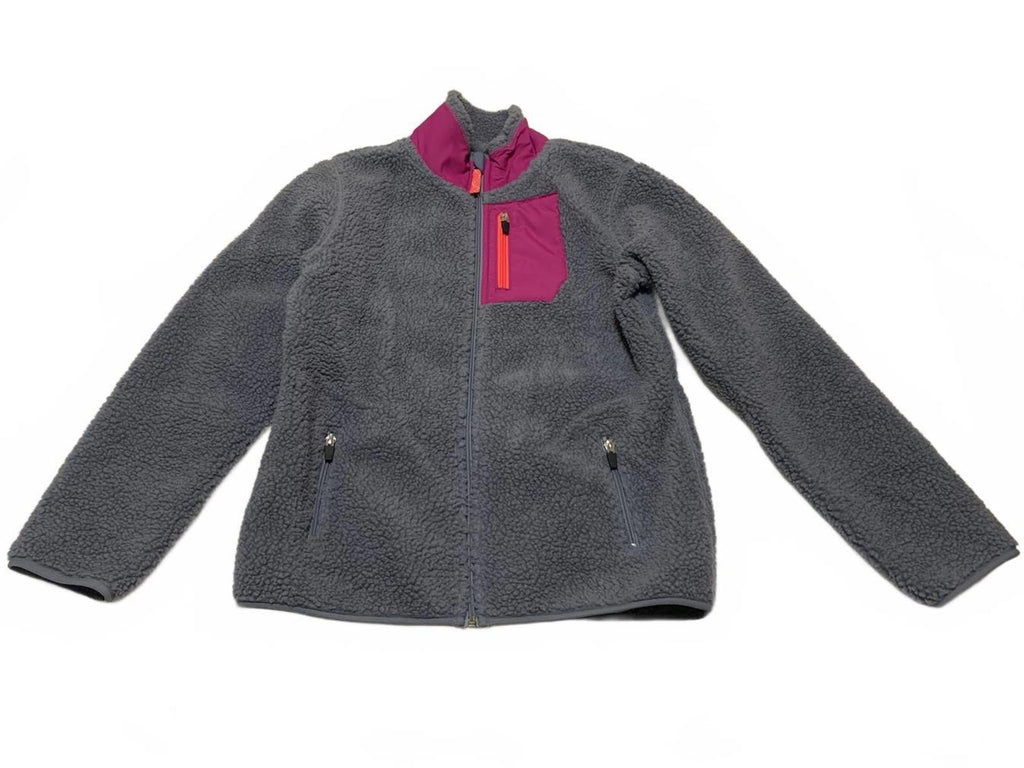 Old Navy Girl’s Size XL TG 14R Gray Fleece Jacket Pink Accent