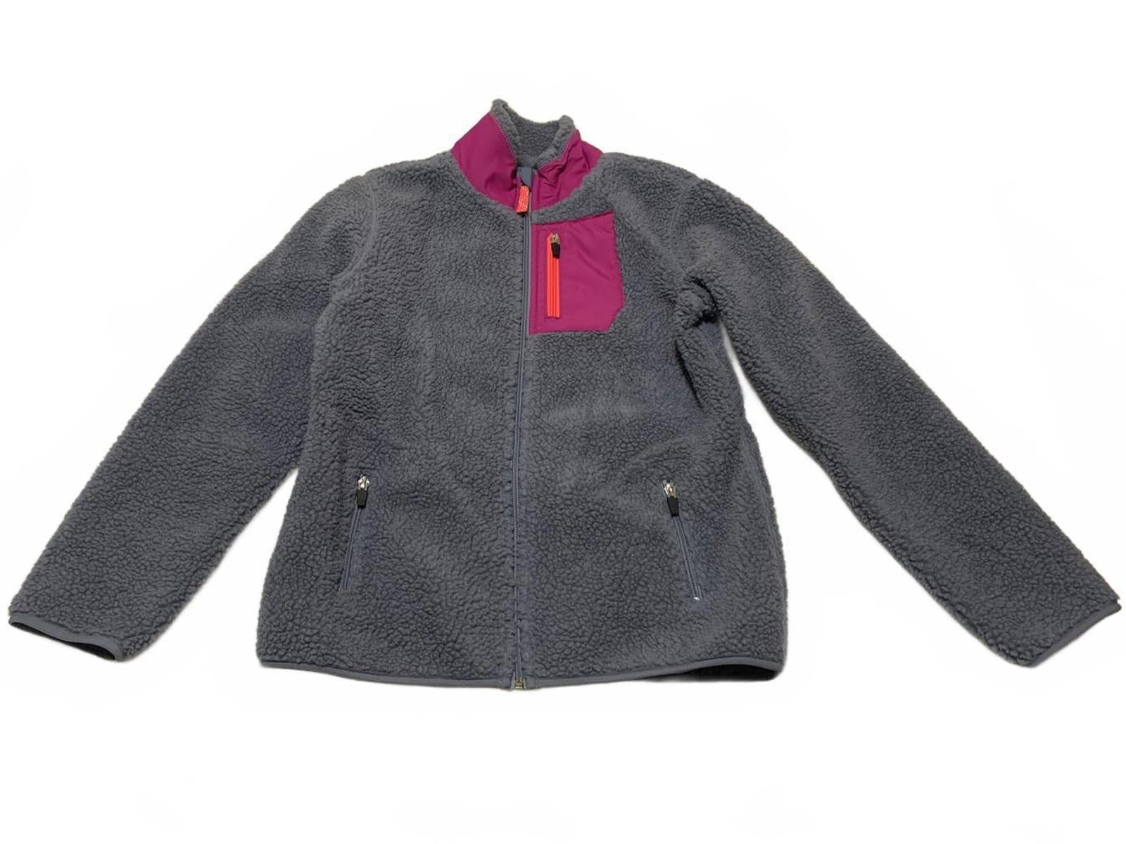 Old Navy Girl’s Size XL TG 14R Gray Fleece Jacket Pink Accent