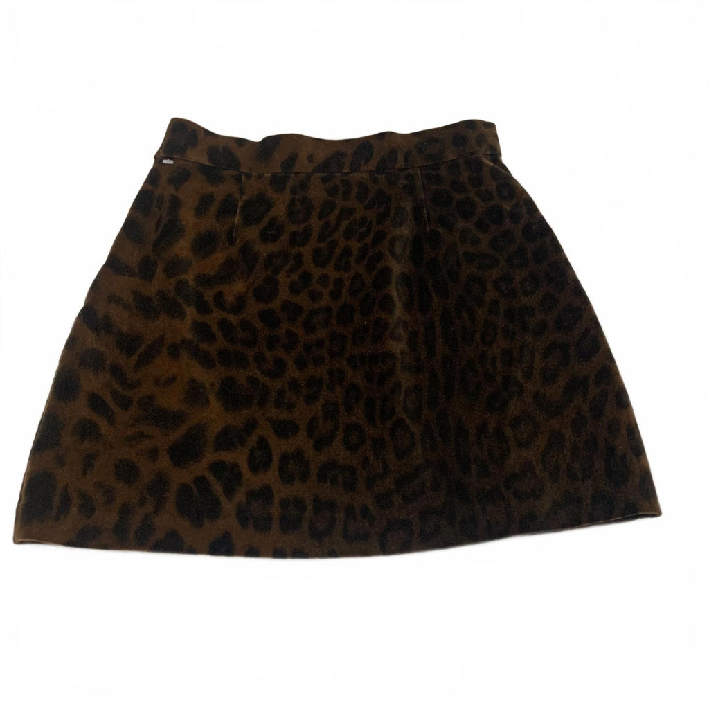 Zara TRF Women's Velvet Leopard Print Mini Skirt XS Brown Black Y2K Retro