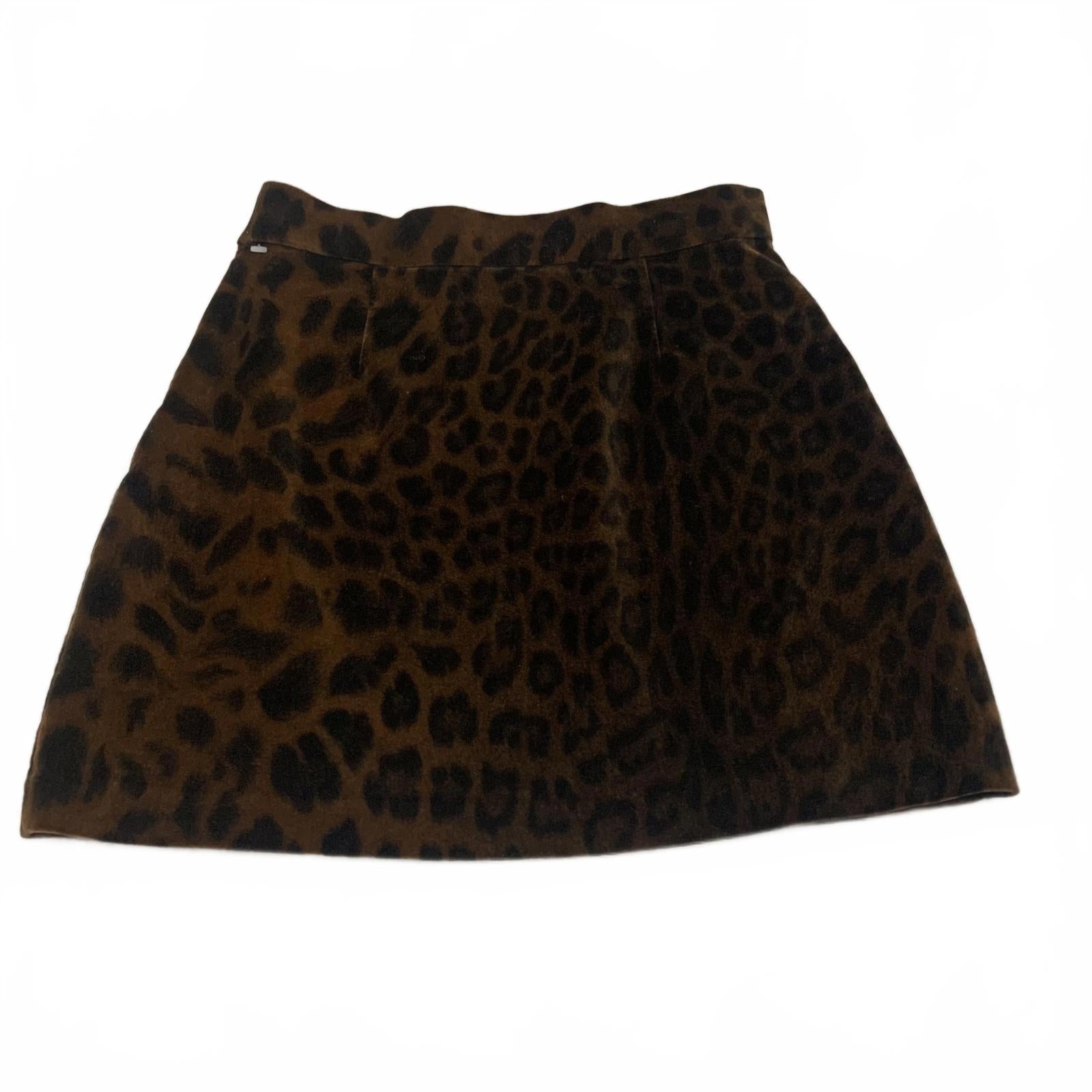 Zara TRF Women's Velvet Leopard Print Mini Skirt XS Brown Black Y2K Retro