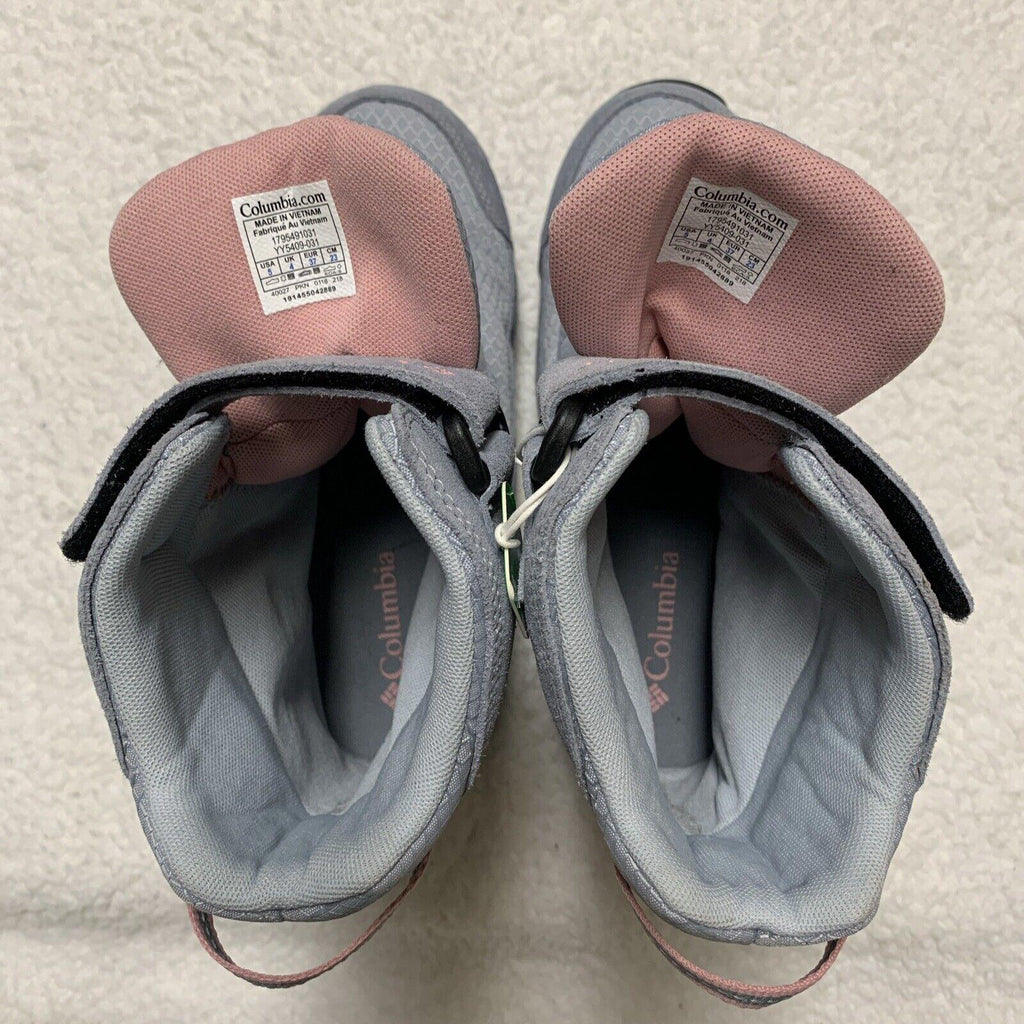 Columbia Youth Snow Boots Size 5 Waterproof Winter  Omni-Grip  Gray Pink