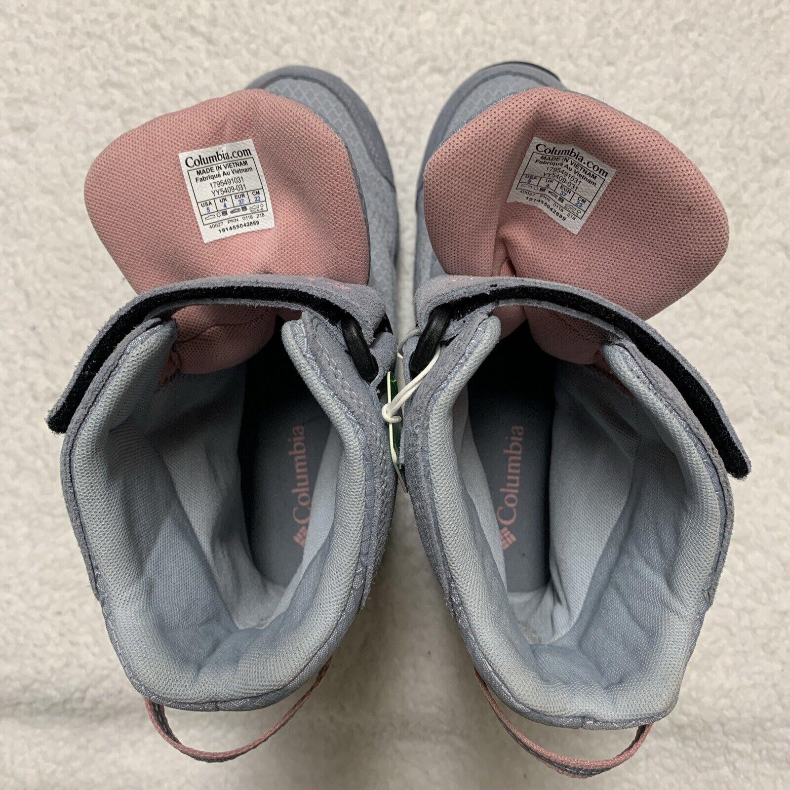 Columbia Youth Snow Boots Size 5 Waterproof Winter  Omni-Grip  Gray Pink