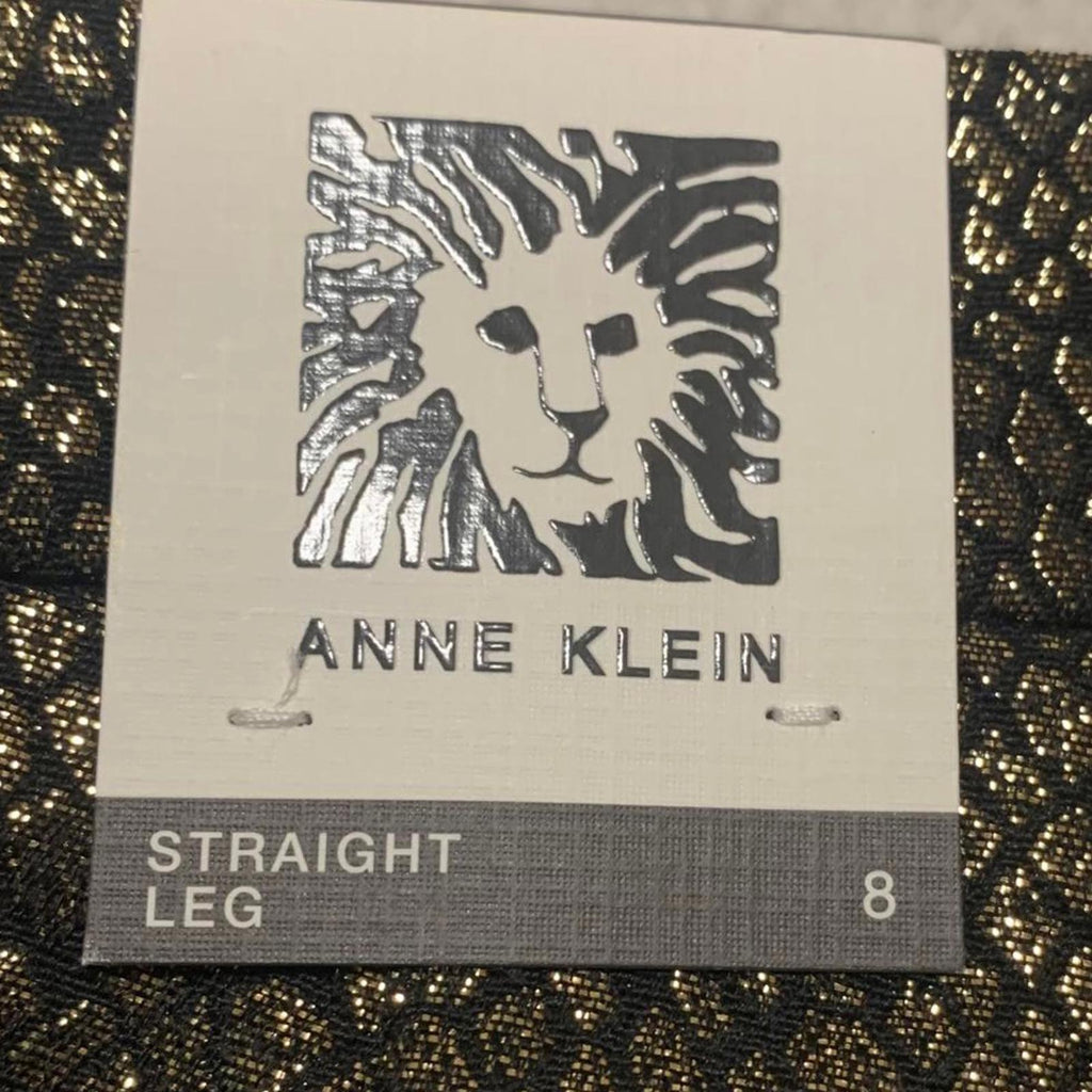 Anne Klein Womens Size 8 Metallic Gold Black Snake Skin Patterned Pants