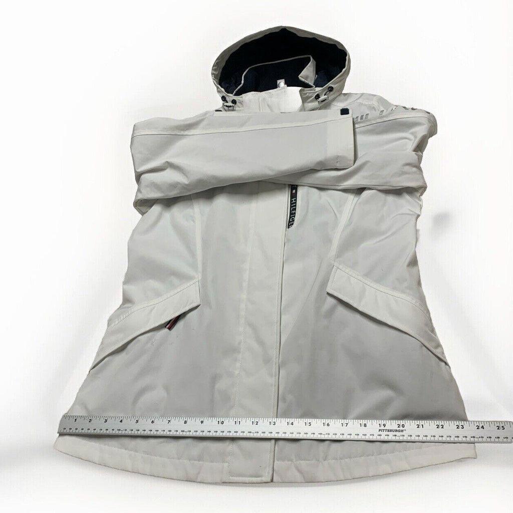 Tommy Hilfiger Women's M White Weather Hood Jacket Rain Coat