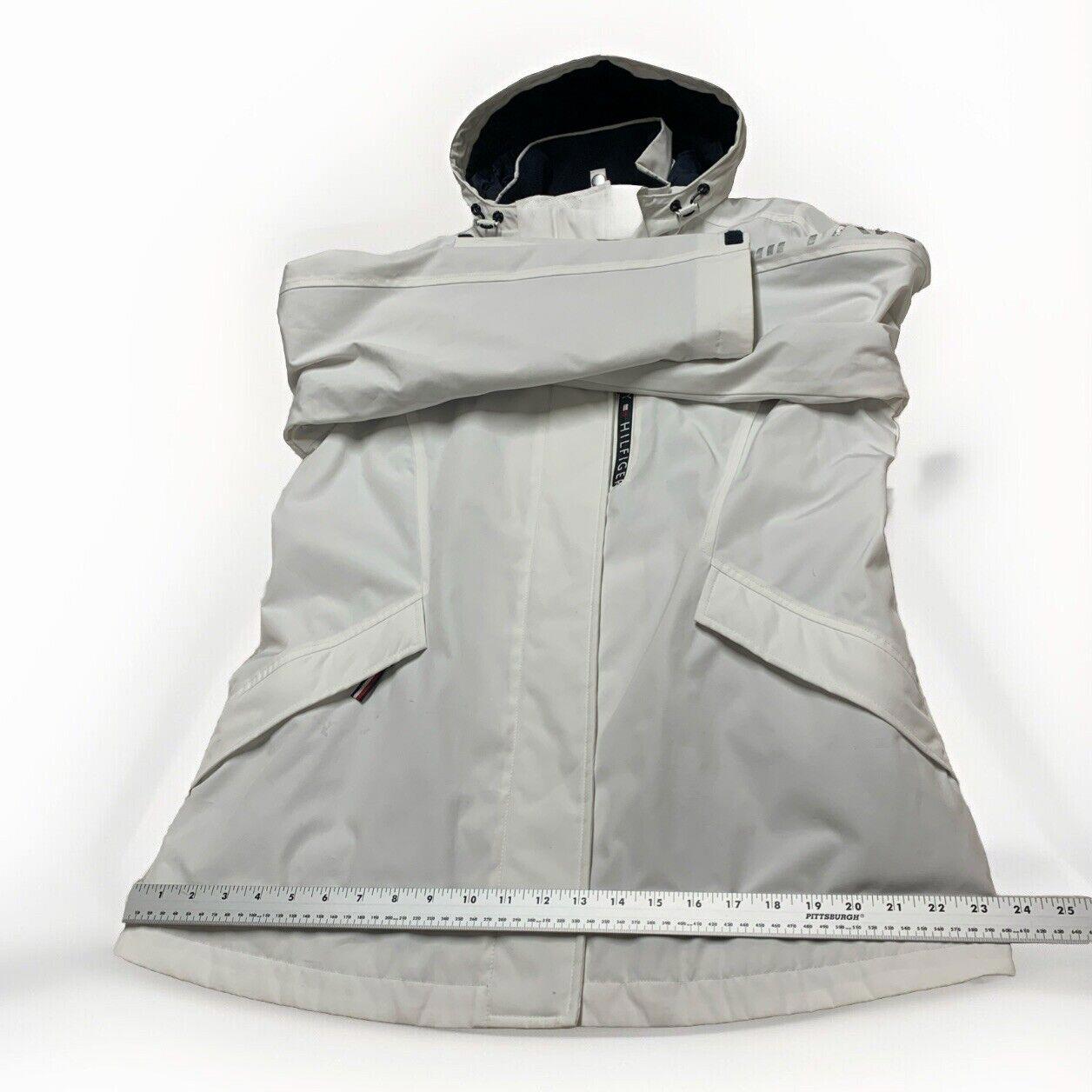 Tommy Hilfiger Women's M White Weather Hood Jacket Rain Coat