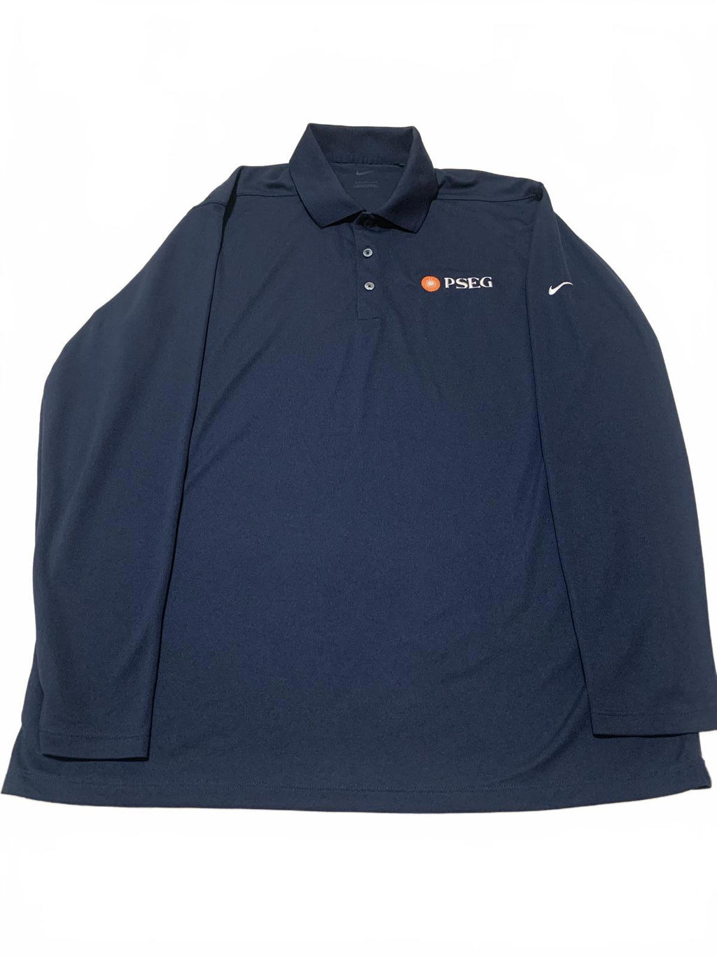 Nike Men's Size L Navy Blue Long Sleeve Polo Shirt PSEG Corporate Logo