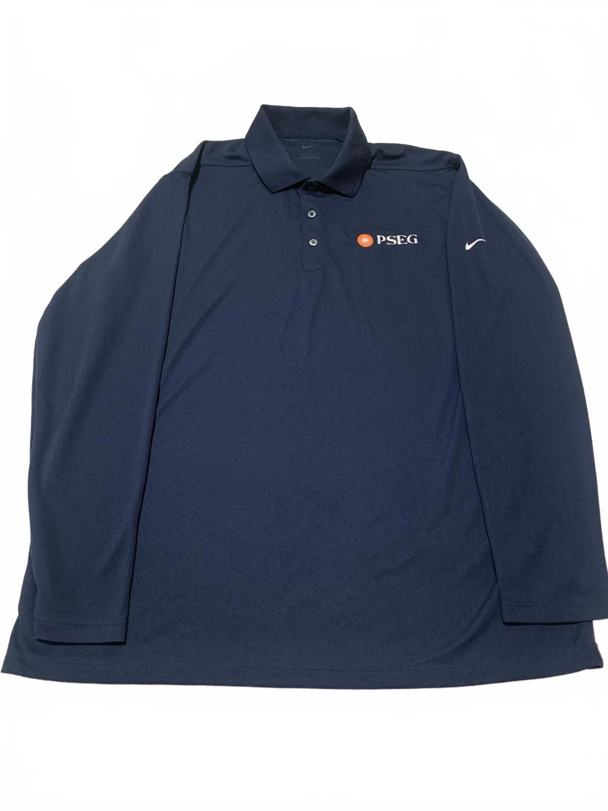 Nike Men's Size L Navy Blue Long Sleeve Polo Shirt PSEG Corporate Logo