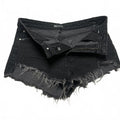 Zara Womens Sz 12 High-Rise Black Distressed Cutoff Denim Shorts Festival Grunge
