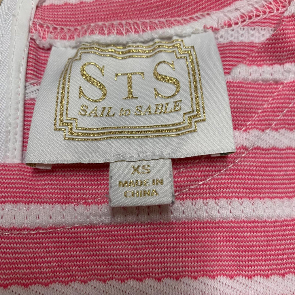 Sail to Sable Juniors Size X-Small Pink White Striped Long Sleeve Summer Dress