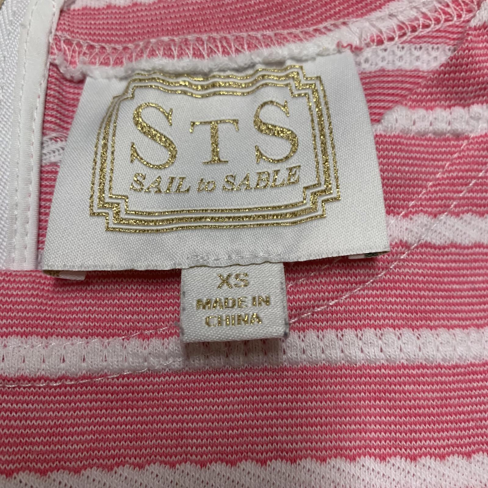 Sail to Sable Juniors Size X-Small Pink White Striped Long Sleeve Summer Dress