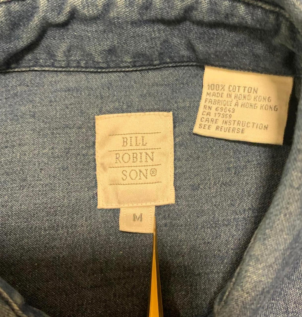 VTG 90s Bill Robinson Men's Size M Classic Denim shirt Shirt  Made in Hong Kong,