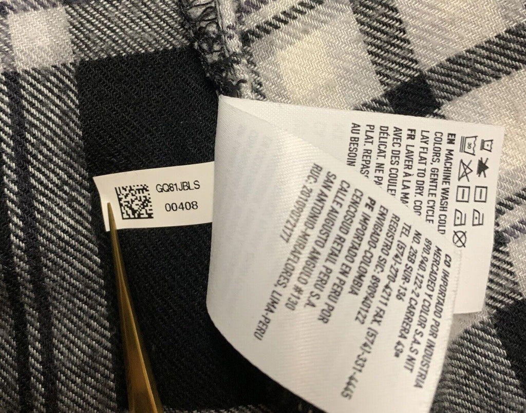 American Eagle Plaid Flannel Tunic Size Small Black White Pin Tuck Jegging Fit M