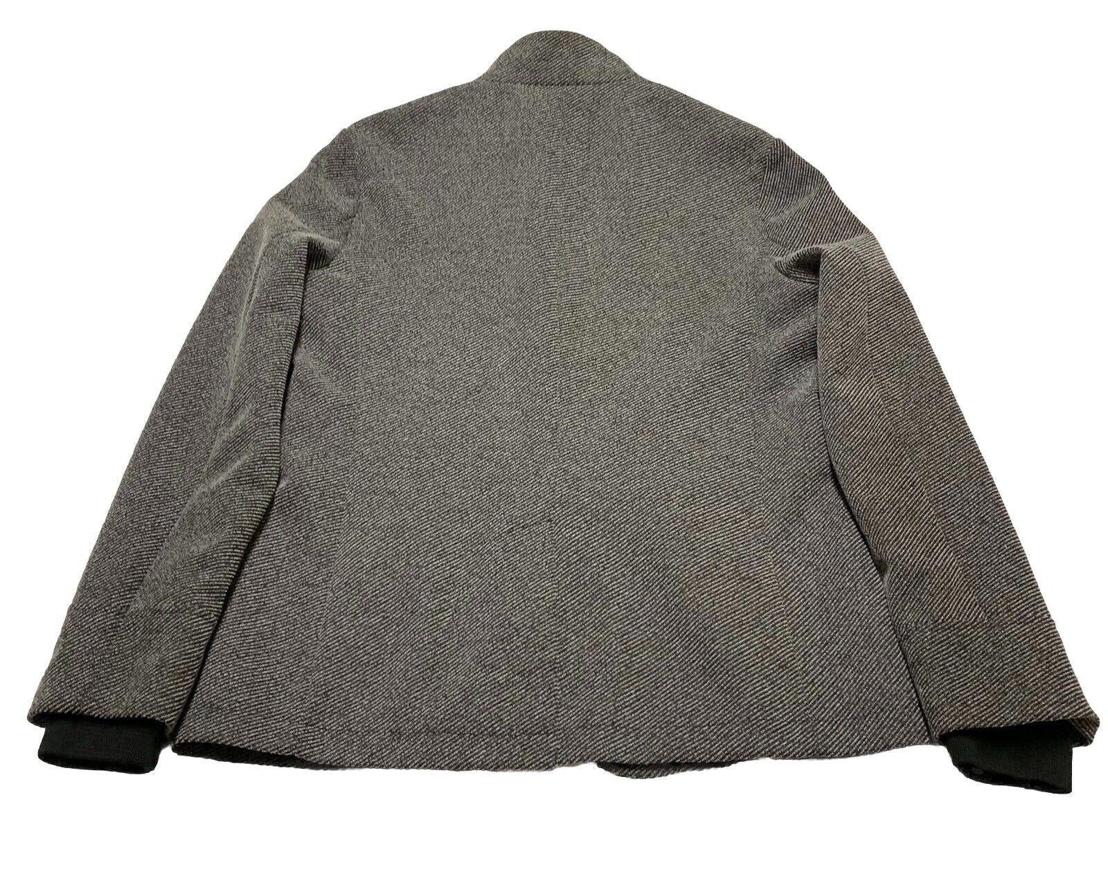 Zara Man buckle High Collar  Coat Size 42 Herringbone Gray Made in Turkey