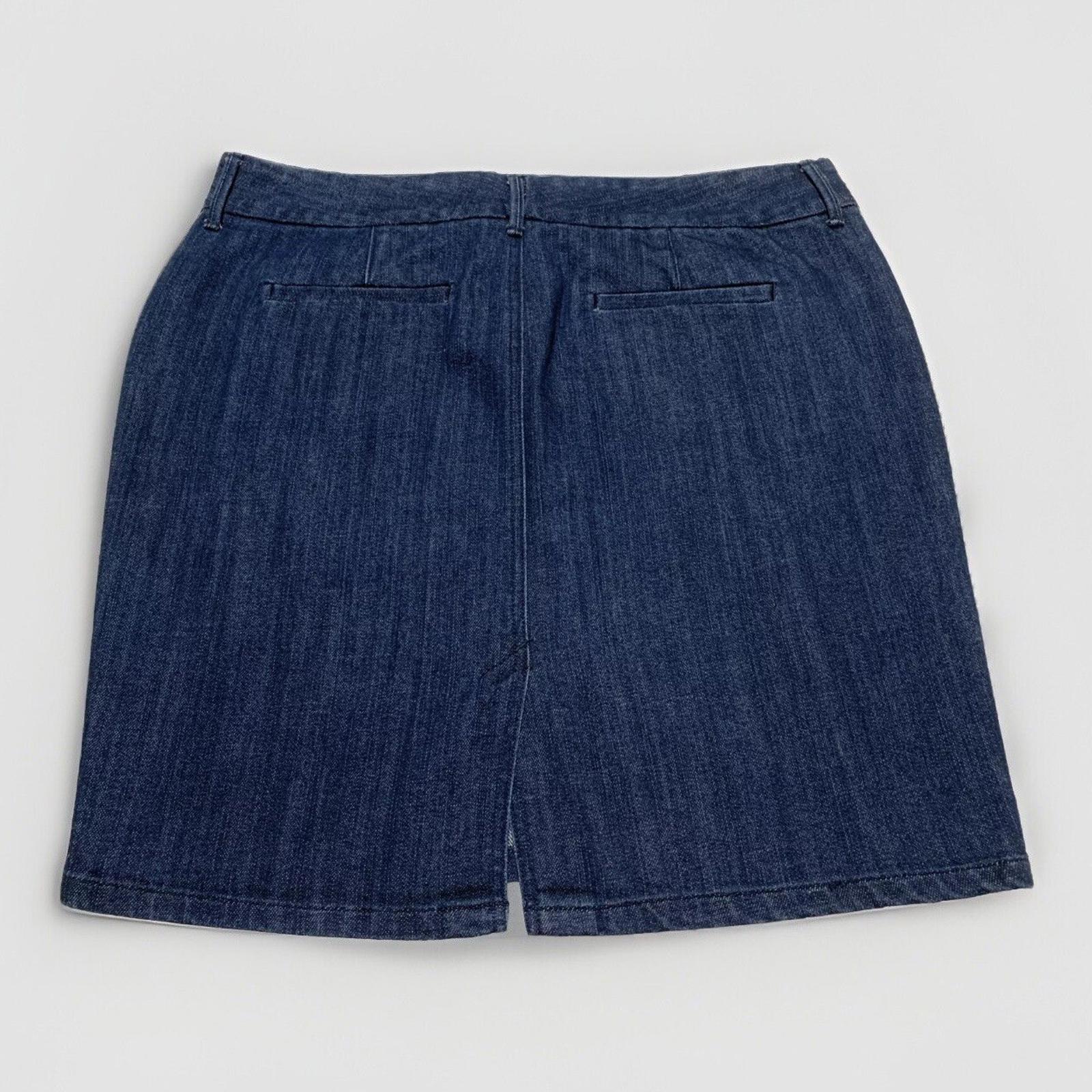 Old Navy Women's 12 Dark Denim Blue Trouser Skirt Pocket Pencil Stretch Slit