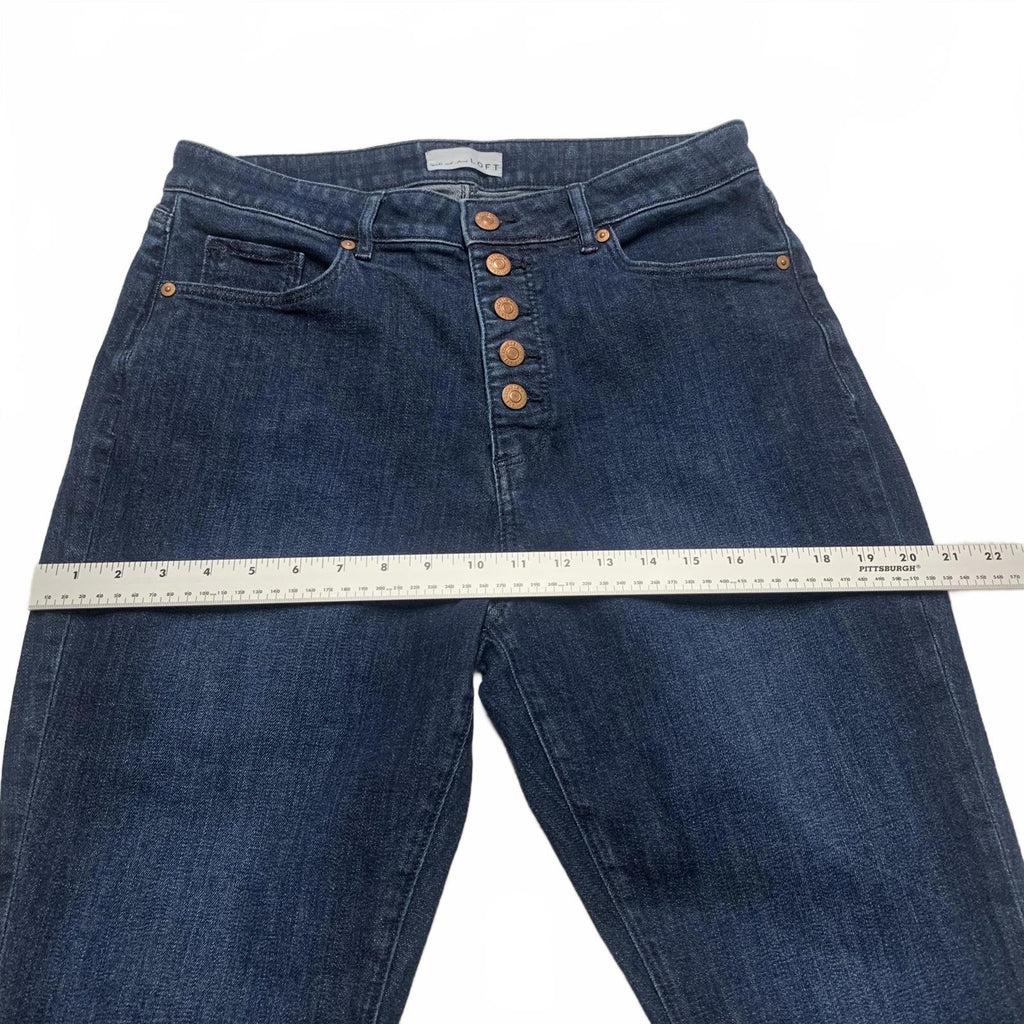 Loft Women's Sz 30/10 Dark Blue Denim Curvy Kicks Flare Jeans 30 x 25 High Rise