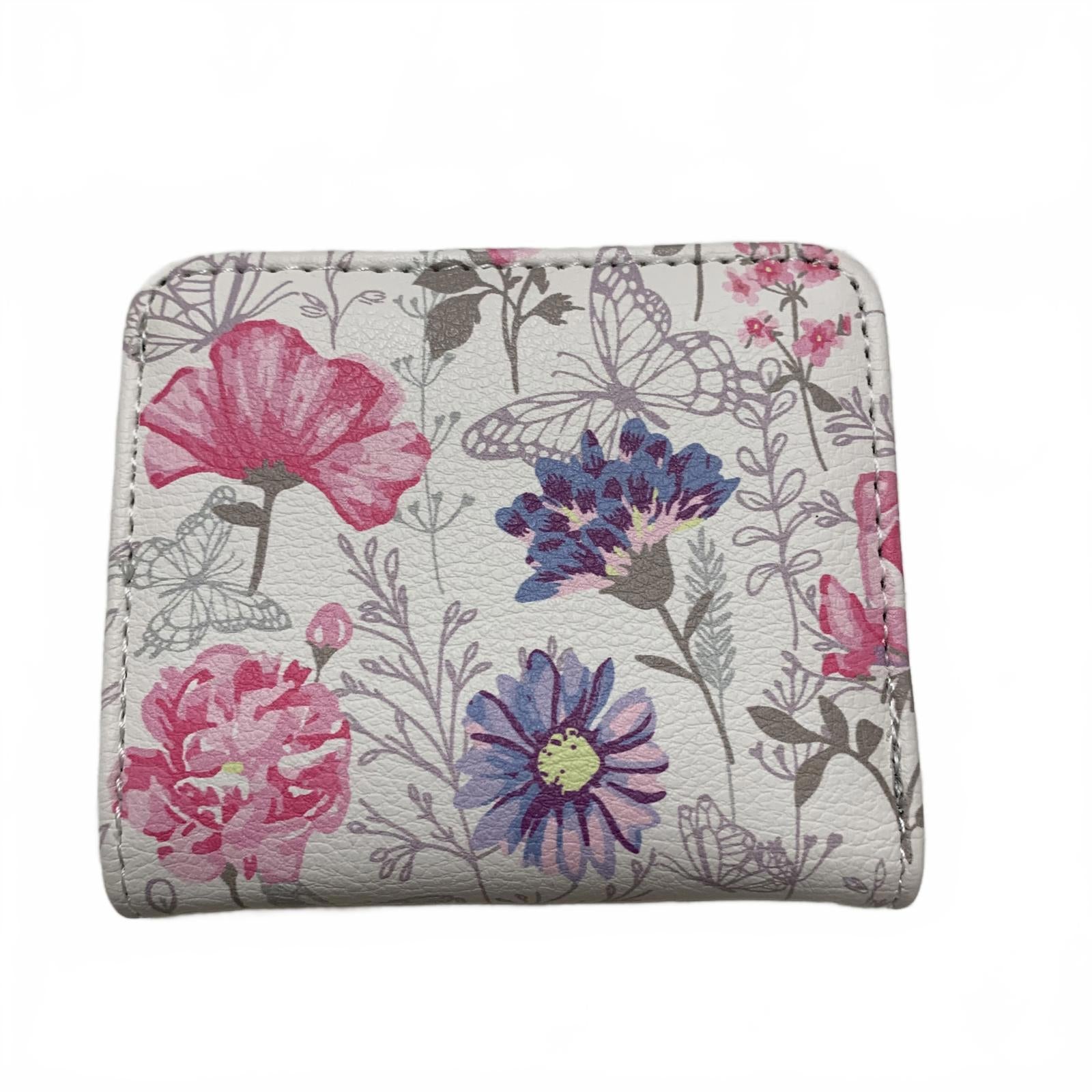 Girls White Pastel Floral Pattern 3"1/4x4" Bifold Snap Wallet by LB Money