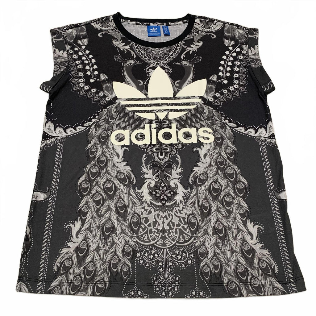 Adidas Sz S Black T Shirt  Paisley Feather Graphic Logo  Design