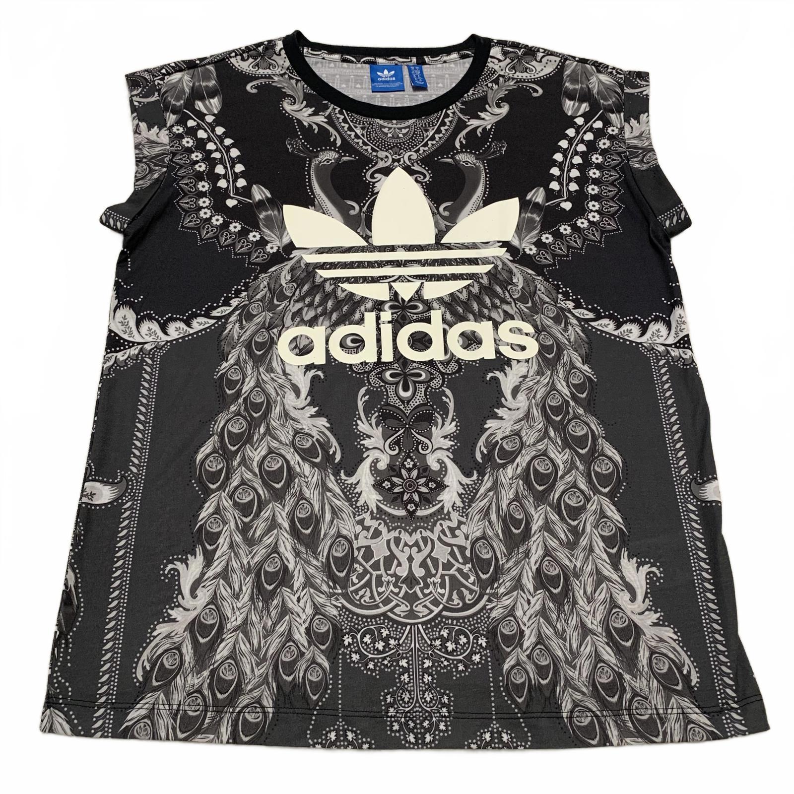 Adidas Sz S Black T Shirt  Paisley Feather Graphic Logo  Design