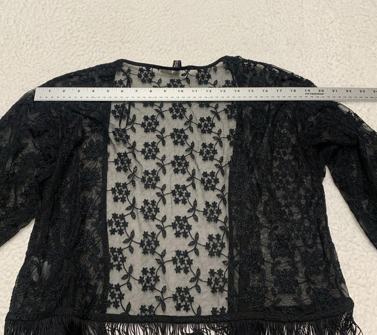 Divided H&M Women’s Size S Black Lace Fringe Shawl Ladies Scarf Boho Grunge