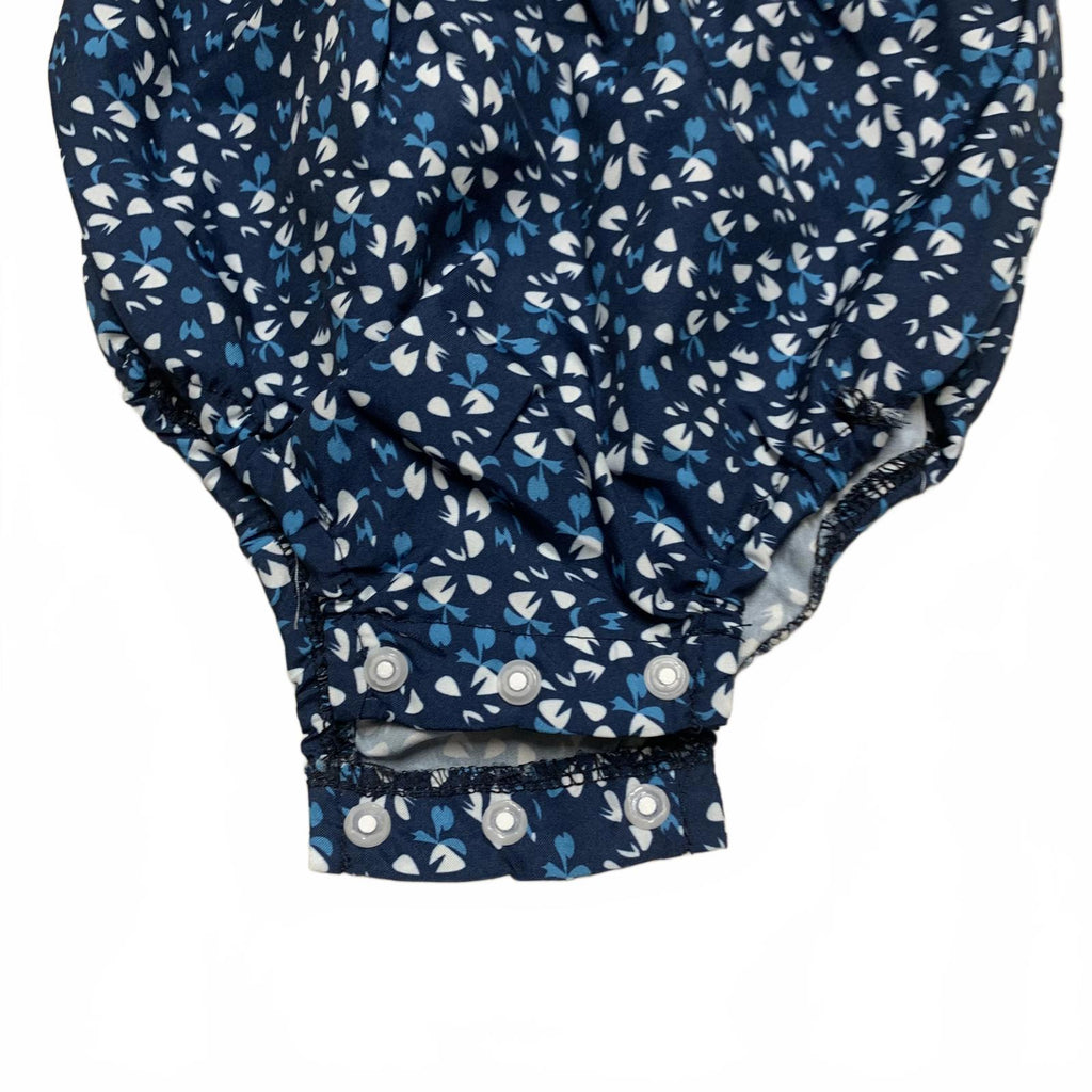 Adorable Baby Girl Size 3-6 Months Blue Floral Ruffled Romper with Headband