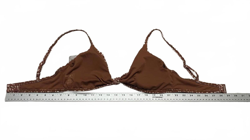 Roxy Love the Surf Knot Bikini Top Women's Sz L Brown Print Swimwear