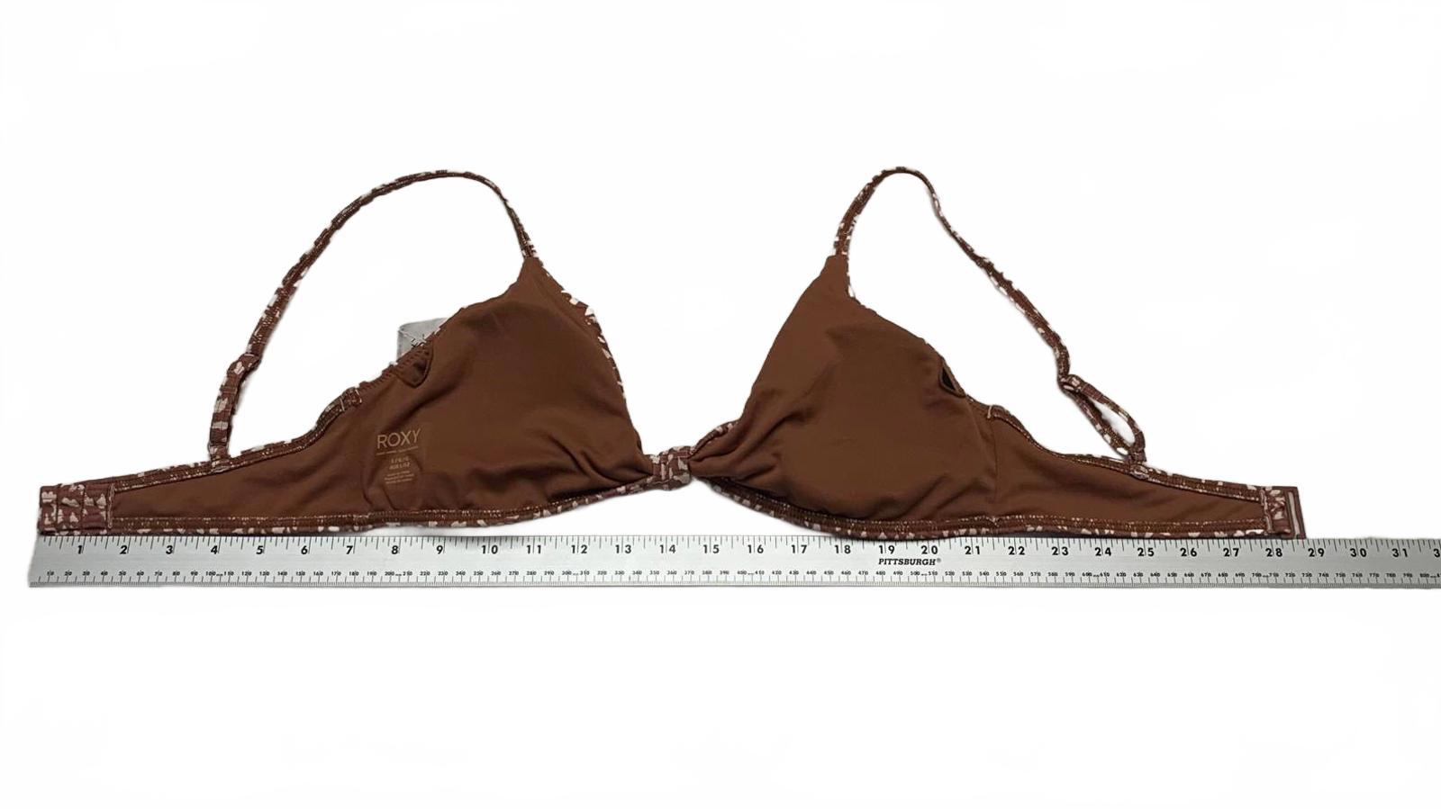 Roxy Love the Surf Knot Bikini Top Women's Sz L Brown Print Swimwear