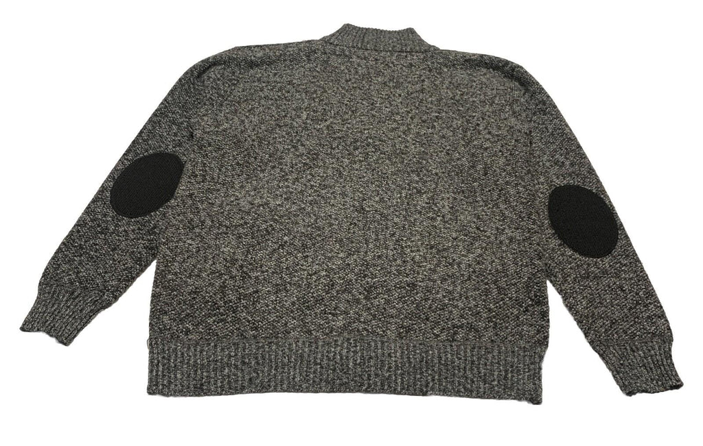 Alberto Cardinali Men's Cardigan XL Black Gray Full Zip Fleece Lined Elbow Patch