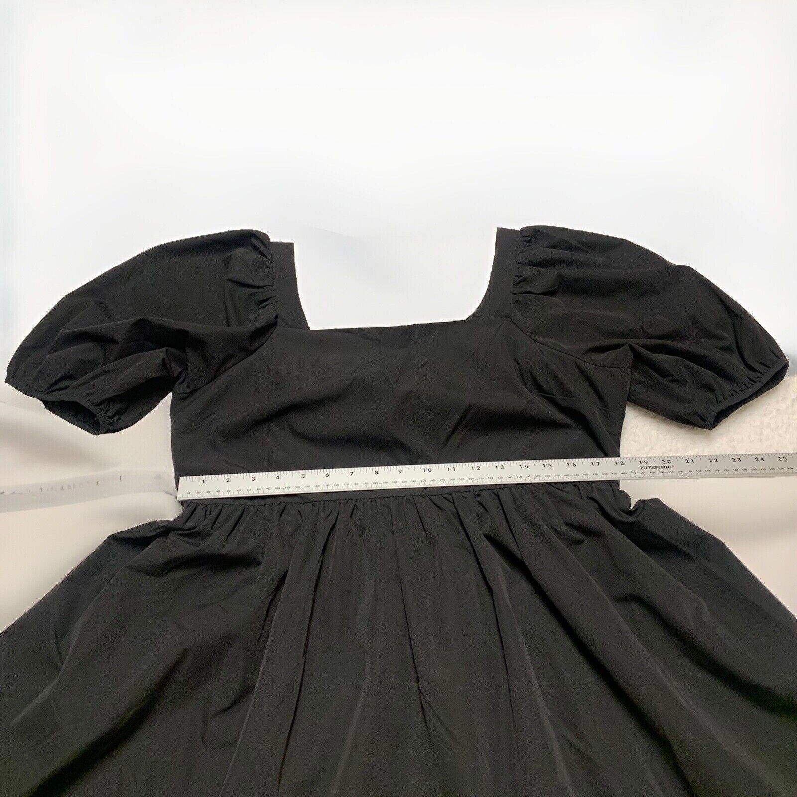 H&M Women’s Size Large Black Sun Dress Puff sleeve Vacation A-Line Cut