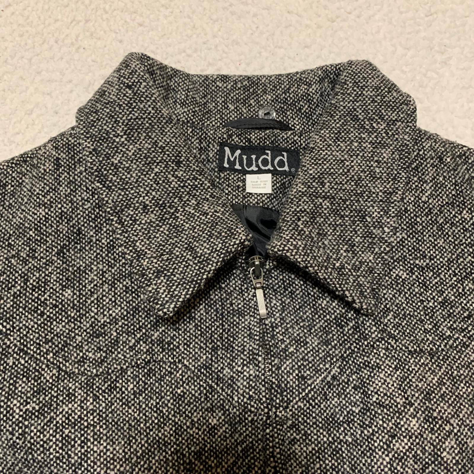 Vintage Mudd Wool Zip Up Coat  Gray  Made in Ukraine  RN 14981 Y2K Style Size M