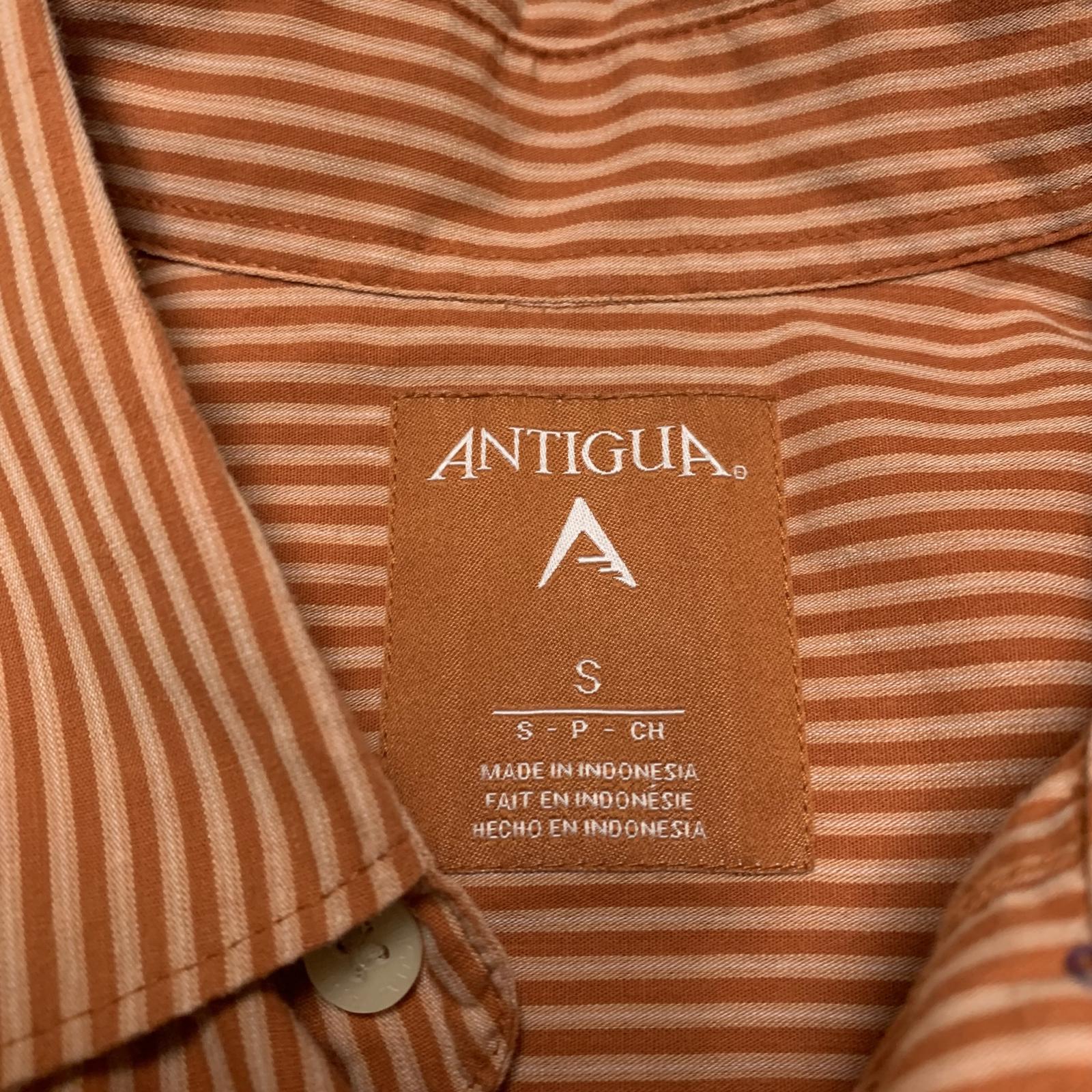 Antigua University of Texas Men’s Size Small Orange Striped Button-Up Shirt