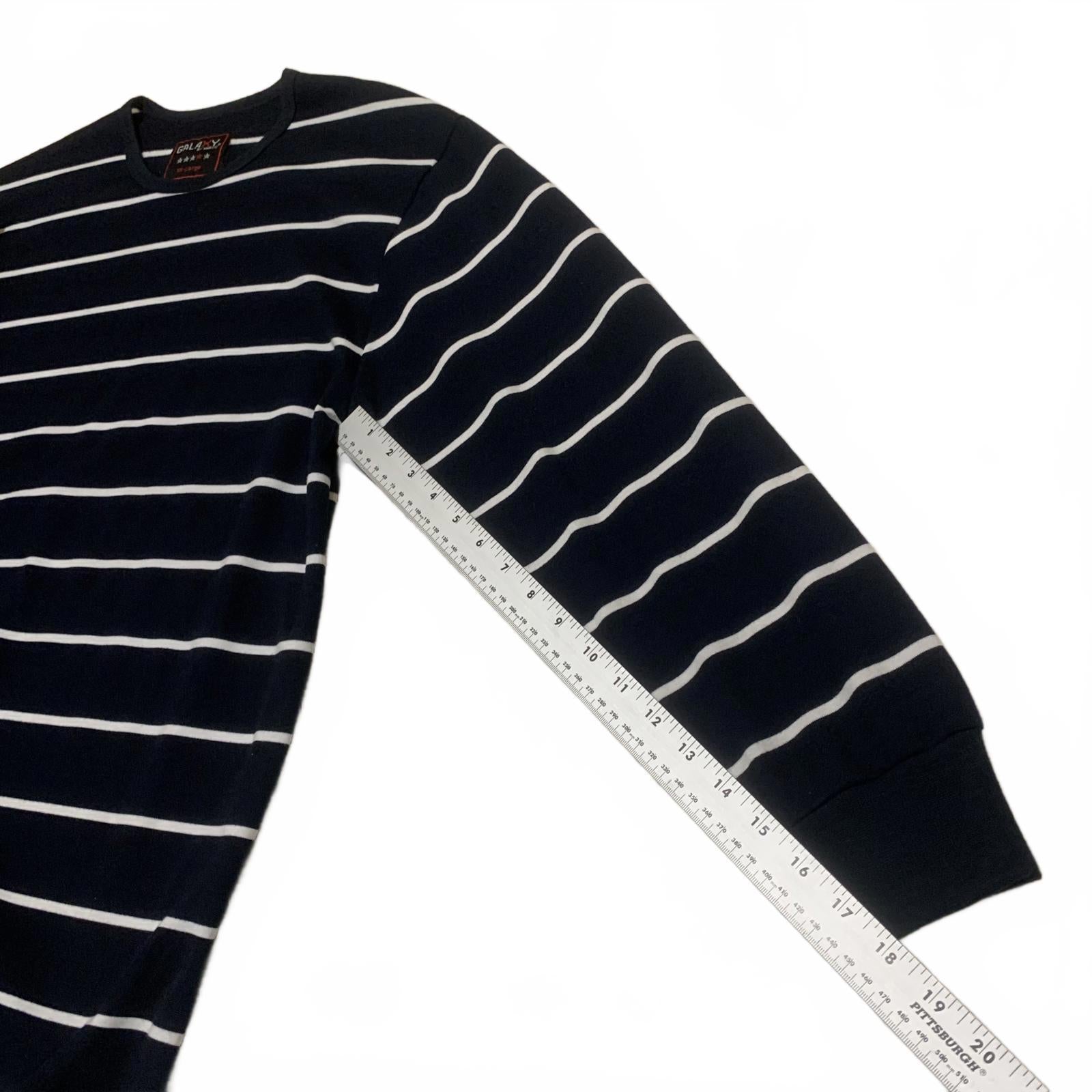 Galaxy Women's Size XXL Navy Blue White Striped Long Sleeve Shirt