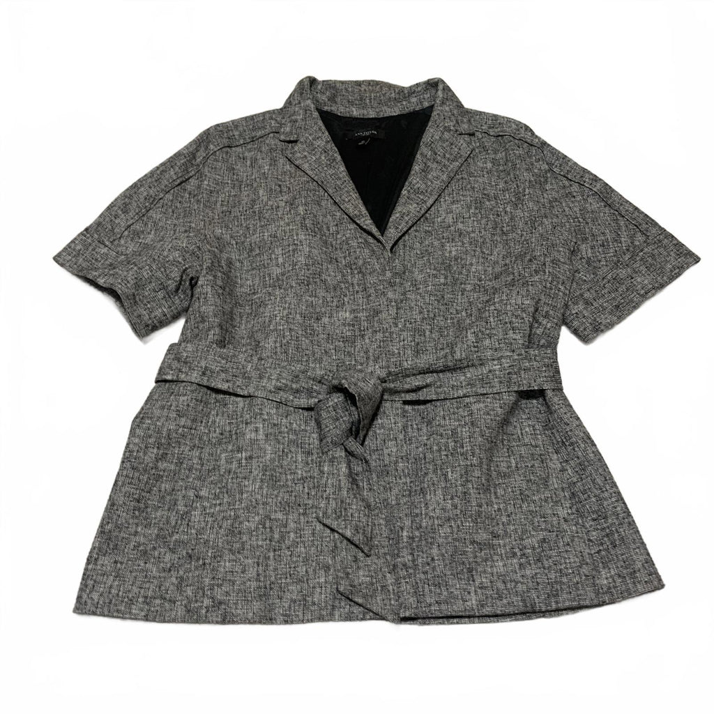 Ann Taylor Women's Size 12 Gray Short Sleeve Belted Blazer