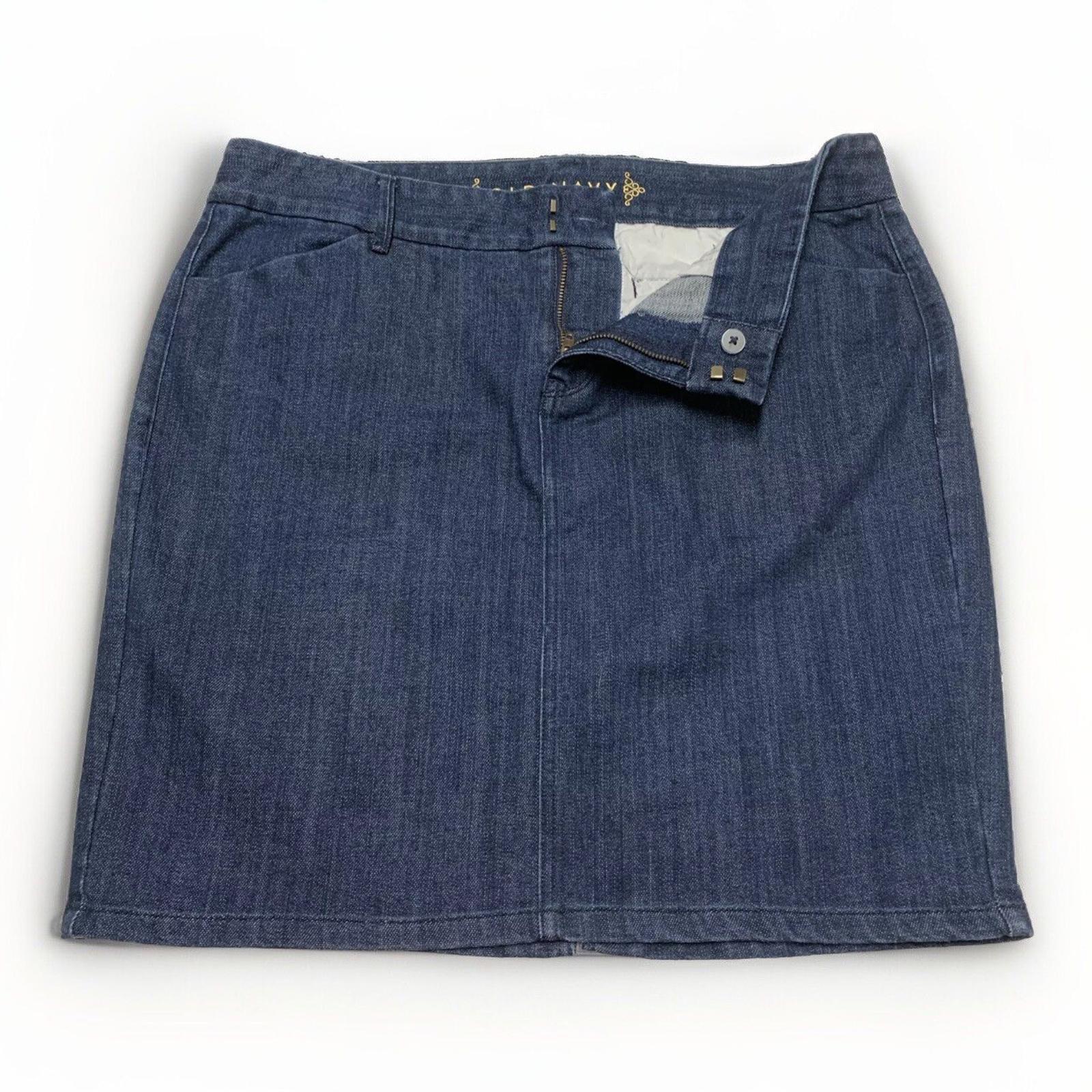 Old Navy Women's 12 Dark Denim Blue Trouser Skirt Pocket Pencil Stretch Slit