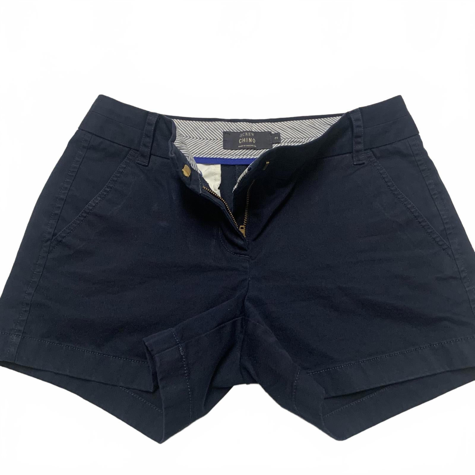 J.Crew Womens Chino Shorts Sz 2 Navy Blue W30.5 Cotton