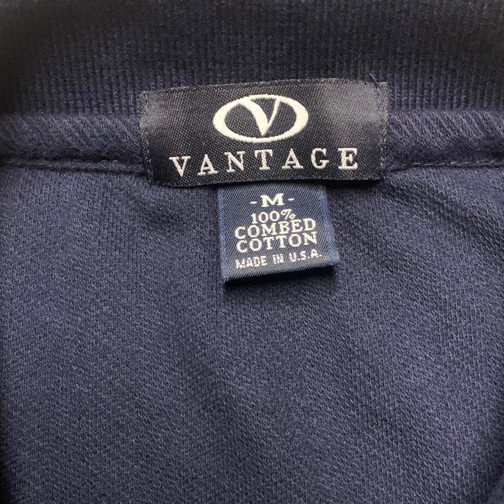 Vantage Men's Size Medium Navy Blue Polo Shirt 100% Combed Cotton