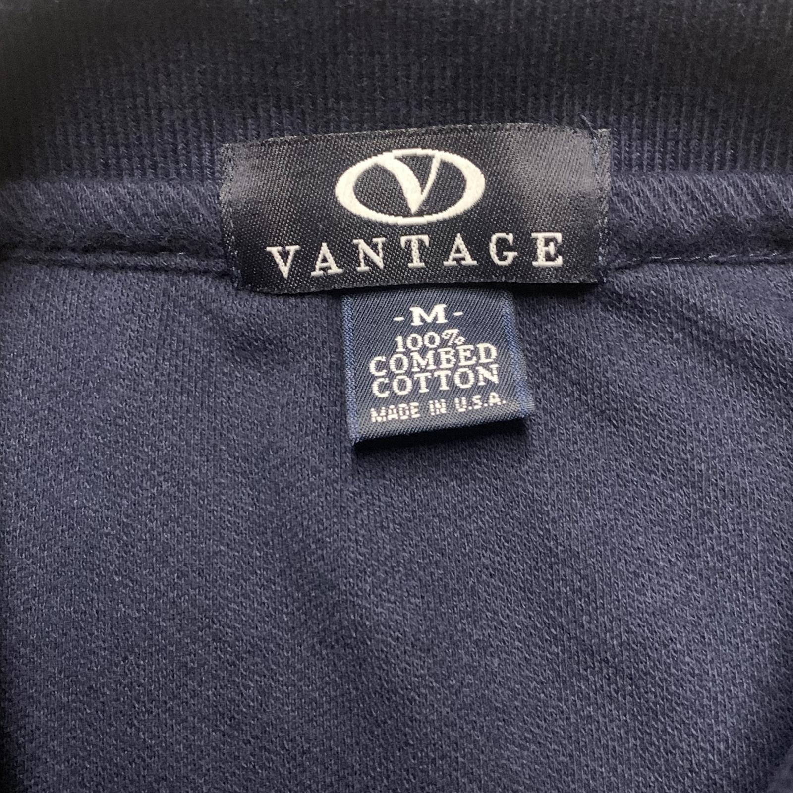 Vantage Men's Size Medium Navy Blue Polo Shirt 100% Combed Cotton