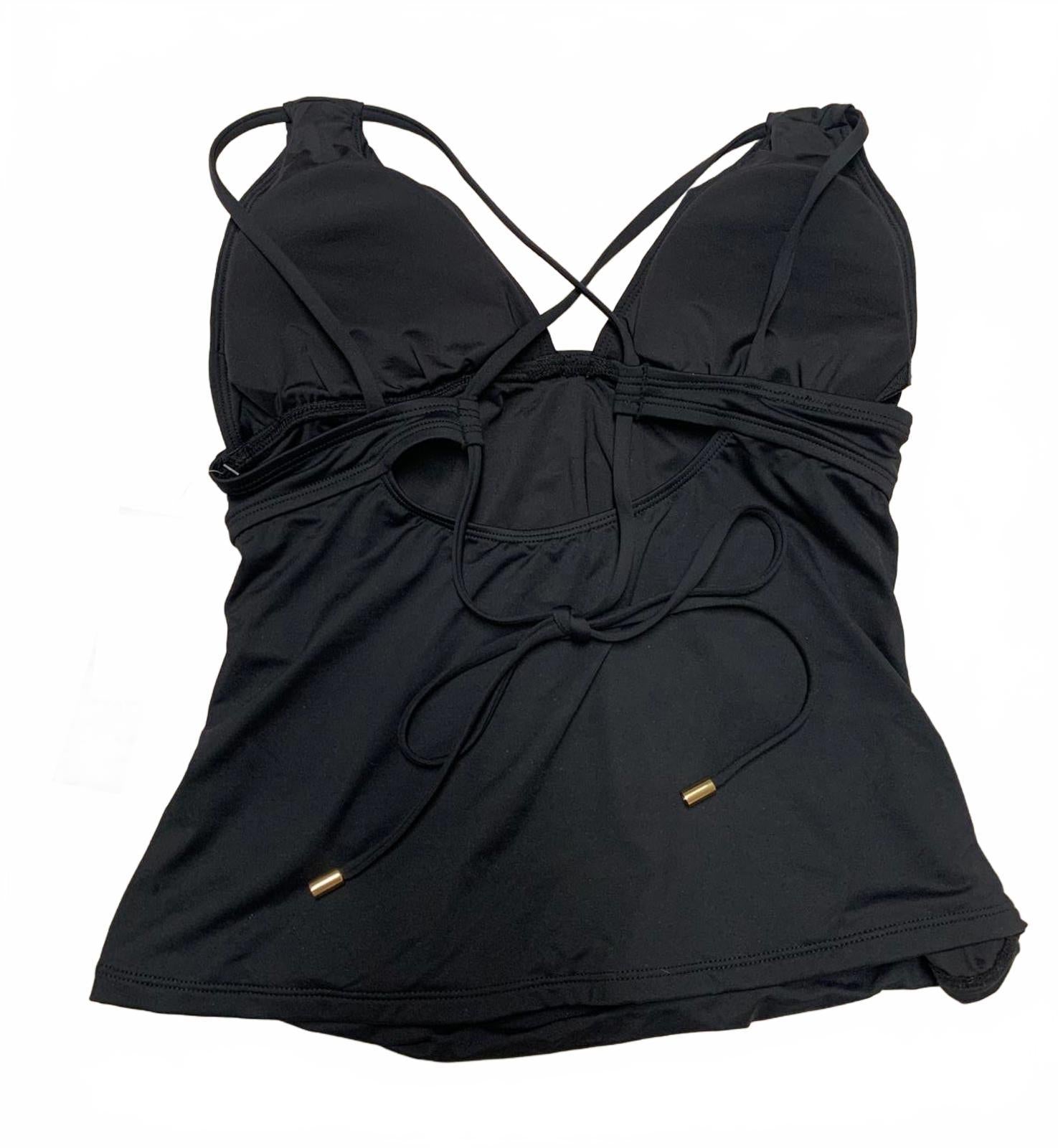 La Blanca Women's Size 10 Black Halter Swim Top Ruched Bust