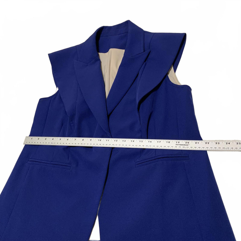 Tailored Women's Sleeveless Lined Royal Blue Blazer Jacket