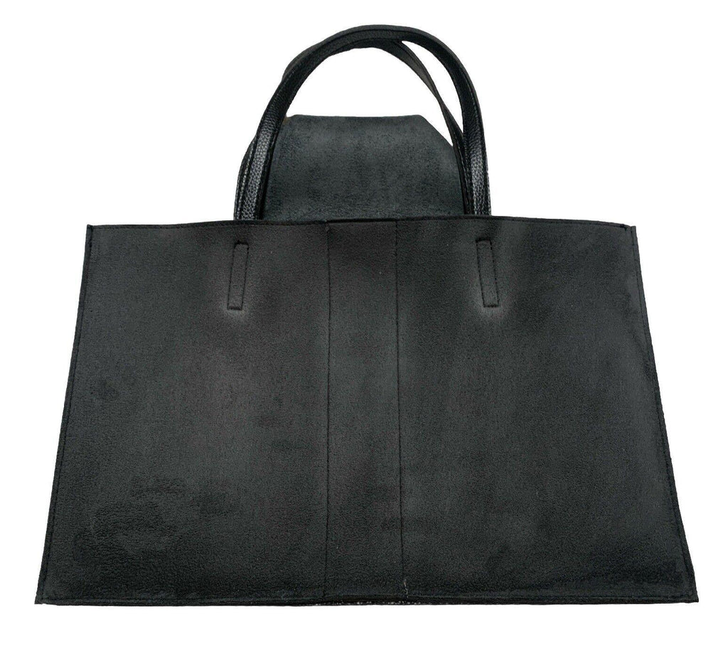 Vince Camuto Women’s Black Gray Stripe Pebbled Soft Vegan Leather Tote Bag