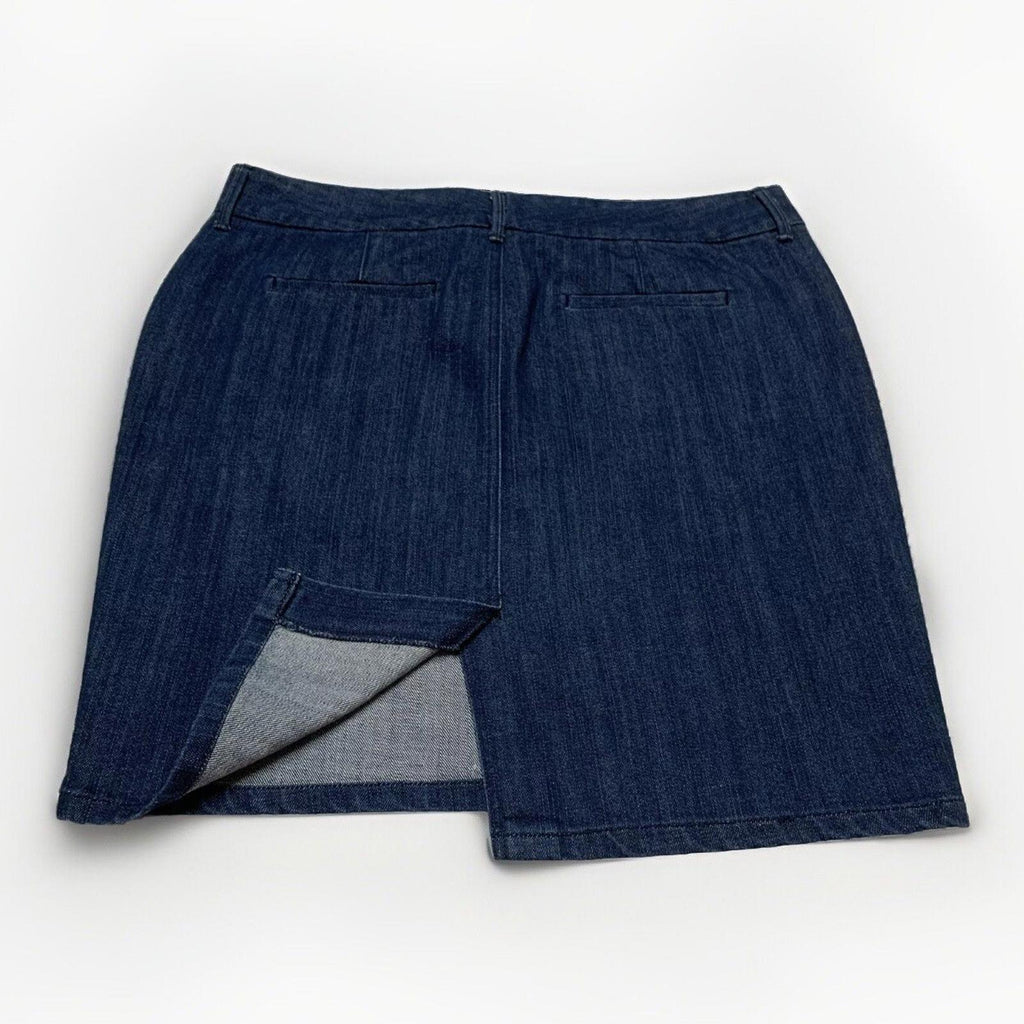 Old Navy Women's 12 Dark Denim Blue Trouser Skirt Pocket Pencil Stretch Slit