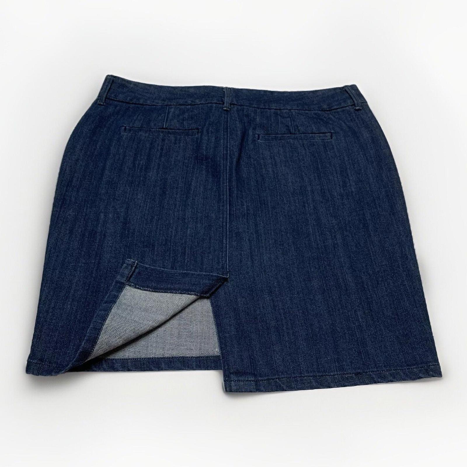 Old Navy Women's 12 Dark Denim Blue Trouser Skirt Pocket Pencil Stretch Slit